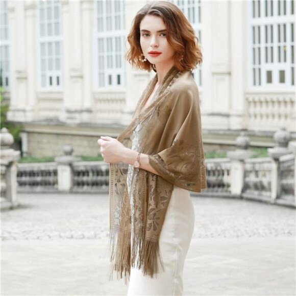 Shawls Wraps for Women Brown - Picture 4 of 5